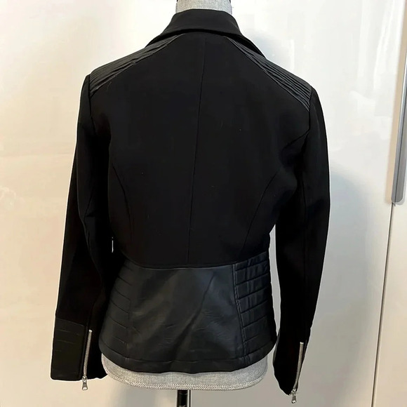 NWOT Black Moto Jacket Stretch Faux Leather Lined, Size M - Picture 6 of 14
